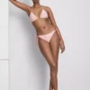 Trójkątny top bikini w paski z motywem rozgwiazdy