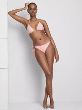 Trójkątny top bikini w paski z motywem rozgwiazdy