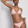 Trójkątny top bikini w paski z motywem rozgwiazdy