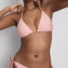 Trójkątny top bikini w paski z motywem rozgwiazdy