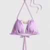Trójkątny top bikini z łańcuszkiem