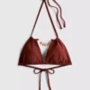 Trójkątny top bikini z łańcuszkiem