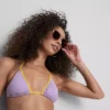 Trójkątny top bikini z kontrastowym marszczeniem