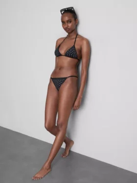 Trójkątny top bikini z kryształkami