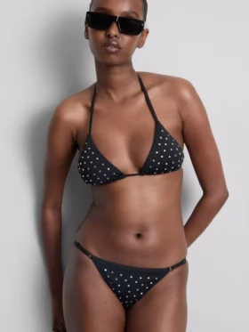 Trójkątny top bikini z kryształkami
