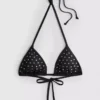 Trójkątny top bikini z kryształkami