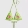 Trójkątny top bikini z kwiatowym wzorem z koralików