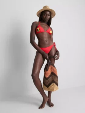 Trójkątny top bikini z motywem tukana