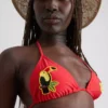 Trójkątny top bikini z motywem tukana