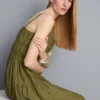 Warstwowa sukienka maxi w stylu smock