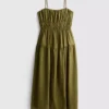 Warstwowa sukienka maxi w stylu smock