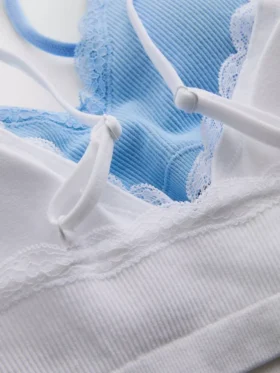 Zestaw 2 szt. bezszwowych biustonoszy typu bralette z koronkową lamówką