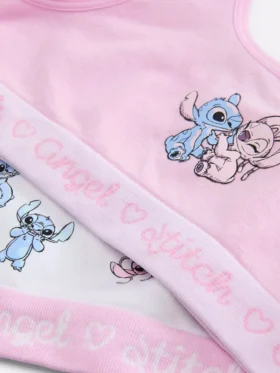 Zestaw 2 szt. bezszwowych krótkich topów z motywem Stitcha i Aniołka z Disney’a