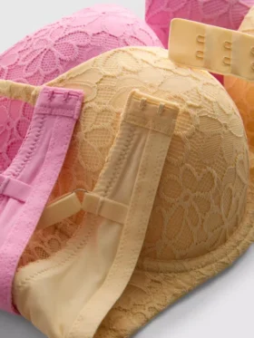 Zestaw 2 szt. biustonoszy typu T-shirt z siateczką w kwiaty, rozmiary A–D