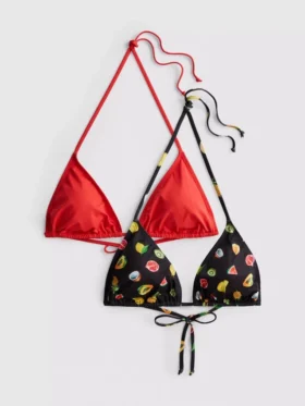Zestaw 2 szt. topów bikini z nadrukiem w trójkąty