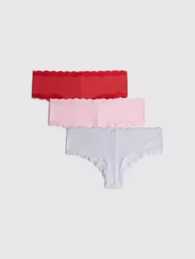 Zestaw 3 par prążkowanych majtek typu hipster z mikrofibry