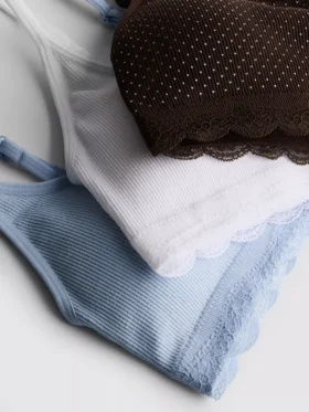 Zestaw 3 sztuk bezszwowych braletek z koronkową lamówką