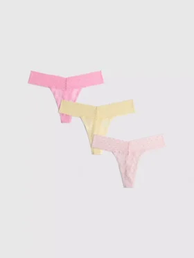 Zestaw 3 sztuk koronkowych stringów typu bandeau