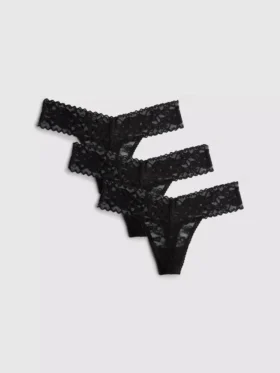 Zestaw 3 sztuk koronkowych stringów typu bandeau