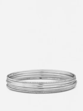 Zestaw 6 polerowanych metalowych bransoletek